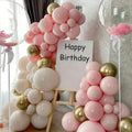 Pink & Gold Birthday Balloon Garland with Feather Bubble Balloons