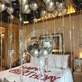 Black & Silver Luxury Hotel Room Birthday Balloon Setup