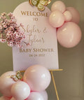 Blush Pink Butterfly Baby Shower Welcome Sign & Balloon Garland
