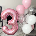 Pink Number Balloon & Confetti Bouquet Set