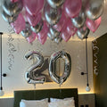Pink & Silver Hotel Room Birthday Ceiling Balloon Set