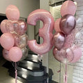 Rose Gold Number & Heart Balloon Trio Set