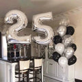 Silver & Black Jumbo Number Balloon Set
