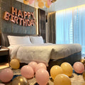 Pink & Gold "Happy Birthday" Hotel Room Balloon Decoration