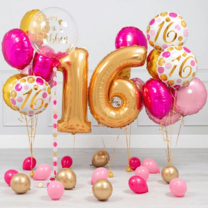Happy 16th Birthday balloon bouquet