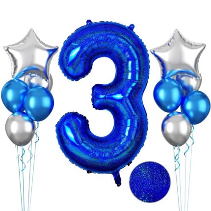 Number 3 Foil Balloons- Blue