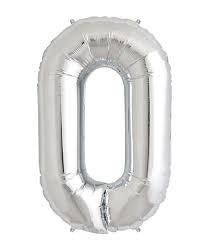 Number 0 Foil Balloons-Sliver